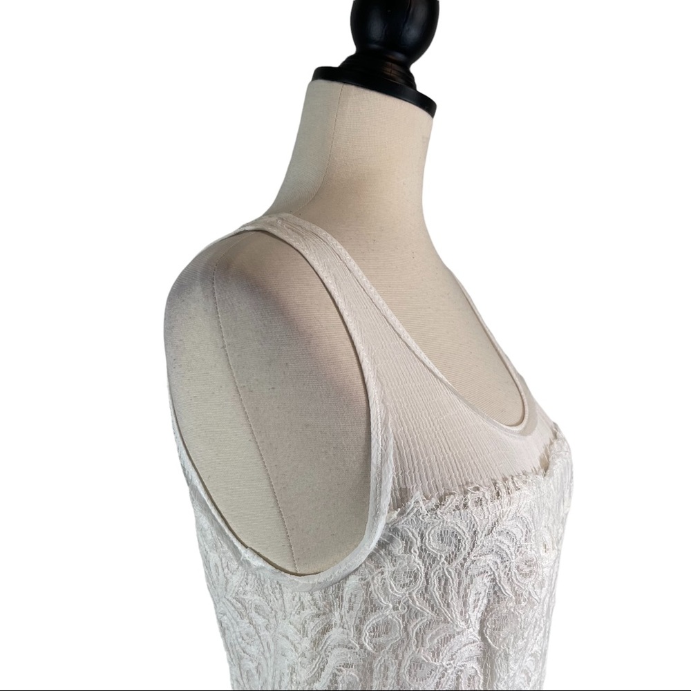 Rachel Roy Dress White Sheer Zipper Rosette, Size 6 - Picture 7 of 14